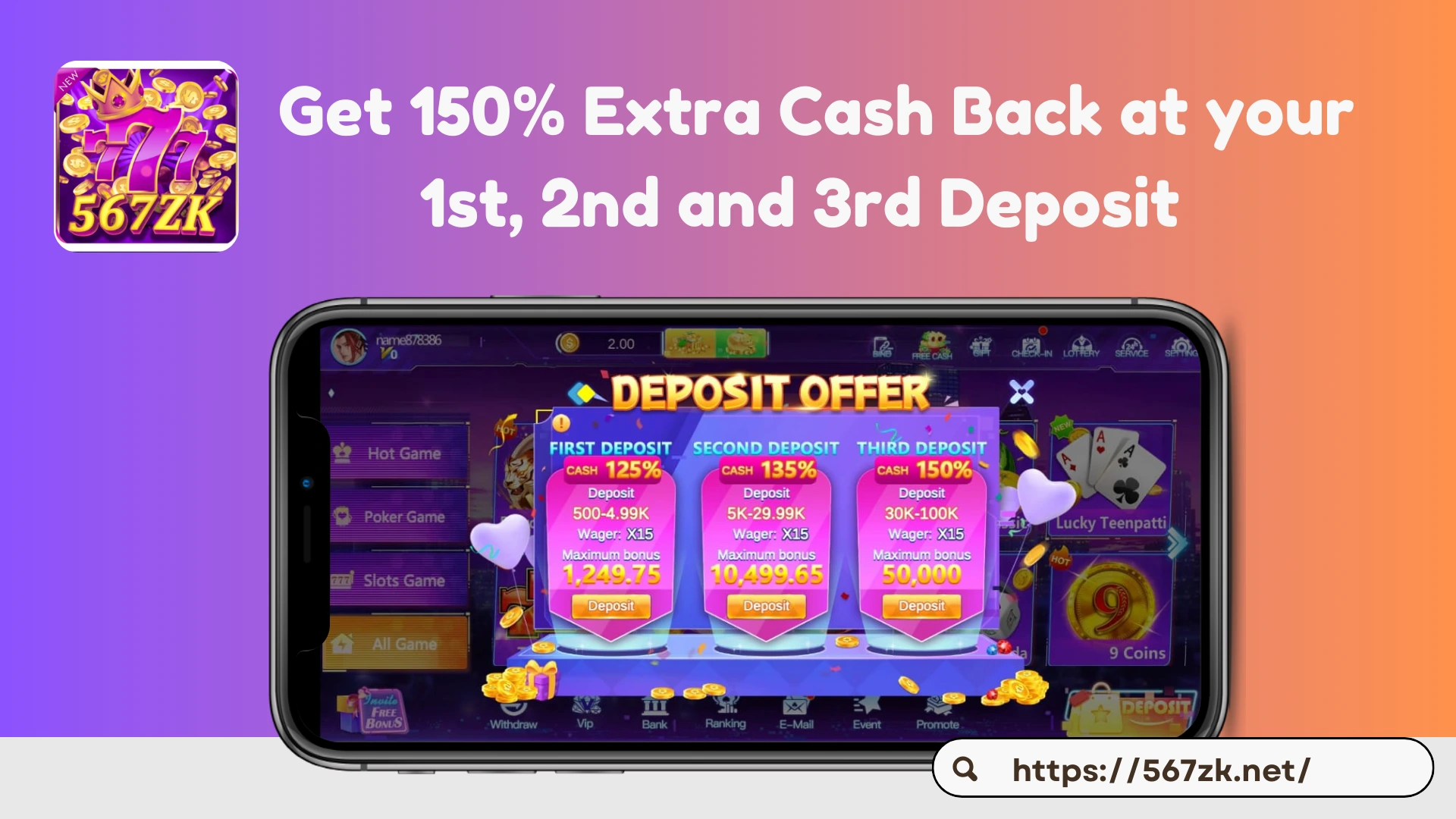 567 ZK Deposit bonus